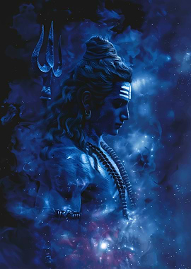 Lord Shiva in Cosmic Nebula
