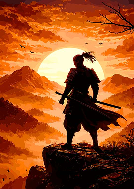 Samurai Warrior at Sunset