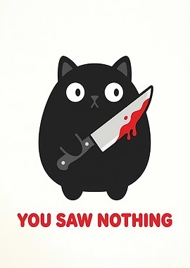 Black Cat with Bloody Knife