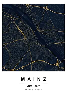 Mainz Germany Map Poster