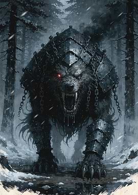 Armored Wolf in Snowy Forest