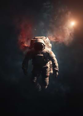 Astronaut Floating in Nebula
