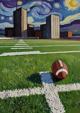 Football Field Under Starry Night Sky