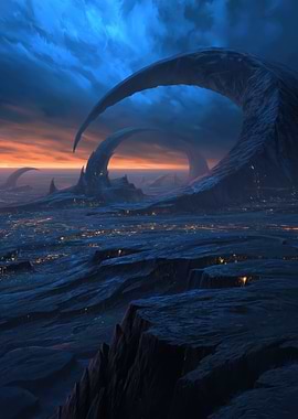 Alien Cityscape at Dusk