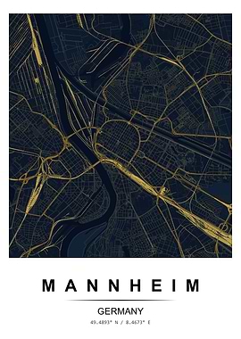 Mannheim City Map Poster