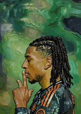 Football Player with Dreadlocks