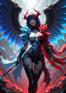 Dual-Winged Warrior with Sword