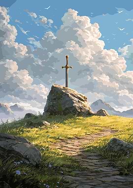Sword in a Stone on a Hilltop