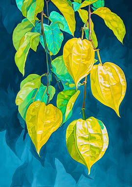 Vibrant Golden Physalis Botanical Illustration
