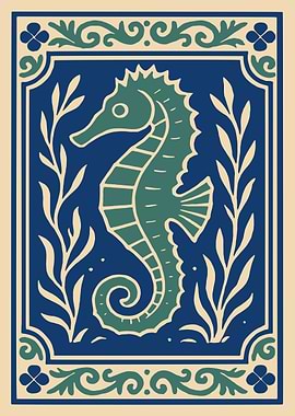 Seahorse with Floral Border