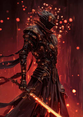 Fiery Knight with Glowing Sword