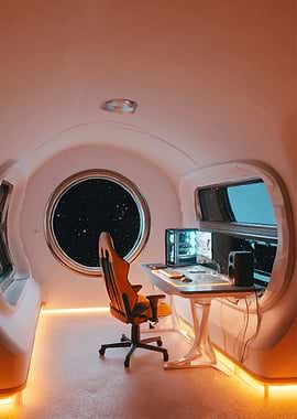 Futuristic Gaming Setup in Space