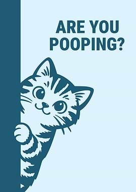 Are You Pooping? Curious Peeking Tabby Cat Funny Bathroom Humor