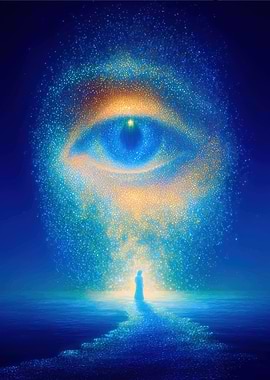 Cosmic Eye and Solitary Figure