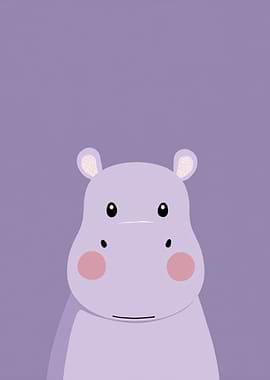 Cute Purple Hippo Illustration