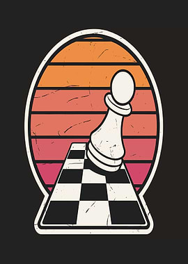 Retro Chess Pawn Sunset