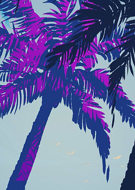 Vibrant Palm Trees in Abstract Style