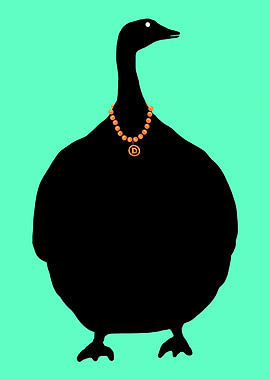 Black Goose Wearing a Pearl Necklace