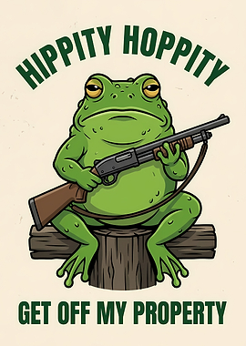 Frog with Shotgun 'Get Off My Property'