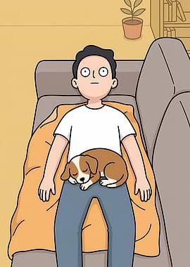 Man and Dog Relaxing on Couch