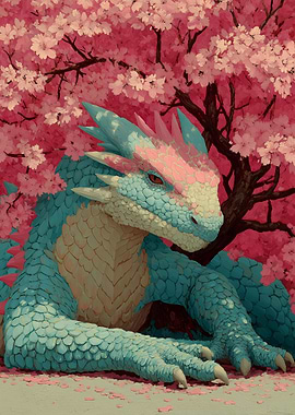 Dragon Under Cherry Blossoms