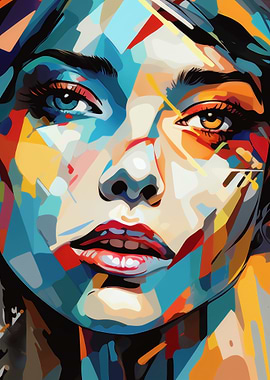 Abstract Cubist Portrait of a Woman