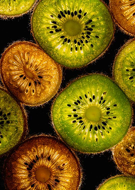 Vibrant Backlit Kiwi Slices Art