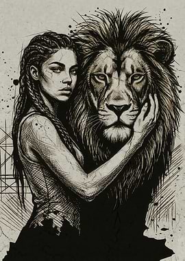 Woman Embracing a Lion