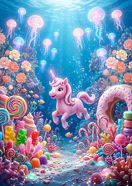 Underwater Candy Land Unicorn