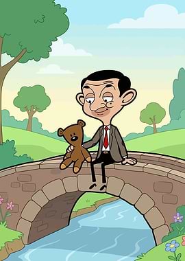 Mr. Bean with Teddy on a Bridge