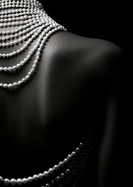 Elegant Pearl Necklace on Shoulder