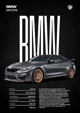 BMW M4 GTS Car Poster