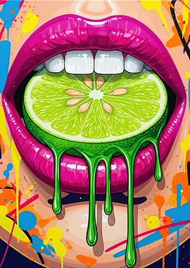 Juicy Lime Slice in Pink Lips