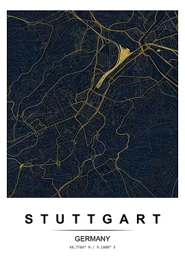 Stuttgart Germany Map Poster