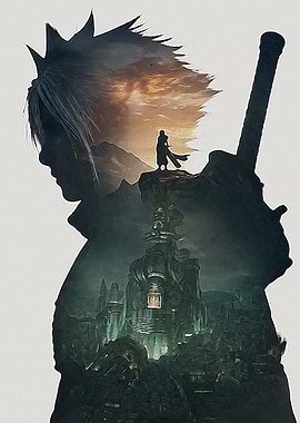Cloud Strife Double Exposure Art