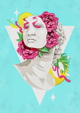 Bust of a Statue with Flowers