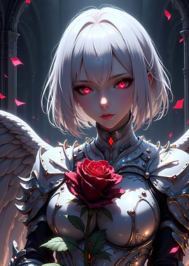 Angel with Red Rose