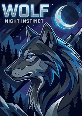 Wolf Night Instinct Poster