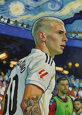 Soccer Player in Starry Night Style