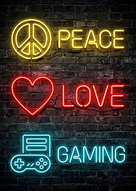 Peace Love Gaming Neon Signs