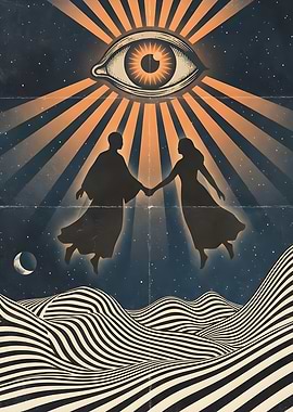 Mystical Eye and Couple in Cosmic Landscape