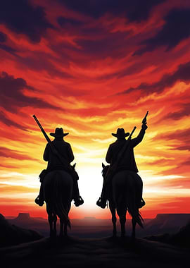 Cowboys at Sunset