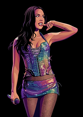 Olivia Rodrigo Pop Art Singer in Glittery Outfit