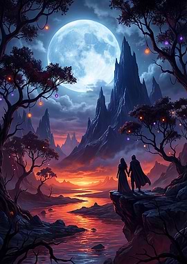 Couple Gazing at a Fantasy Landscape