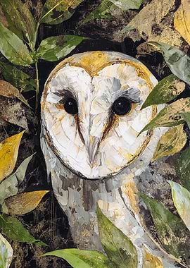 Detailed Barn Owl Impressionist Painting