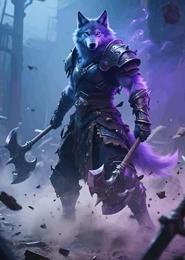Warrior Wolf with Axes