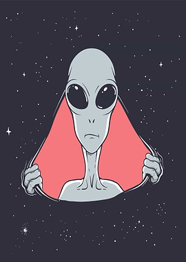 Alien Peeking Through Space
