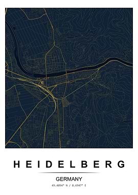 Heidelberg Germany Map Poster