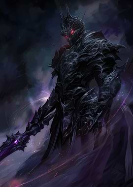 Dark Knight with Glowing Sword