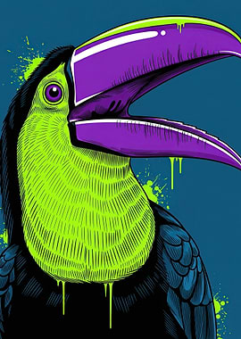 Vibrant Toucan with Neon Colors